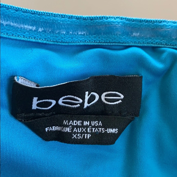 Bebe Blue Cropped Body Con Top - Picture 3 of 3